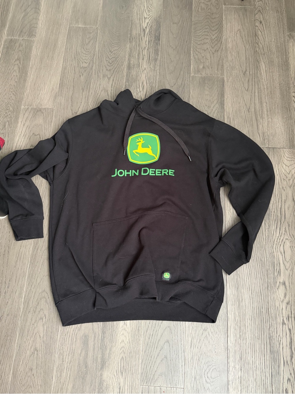 John Deere Black Crewneck Sweatshirt with Green & Yellow Logo